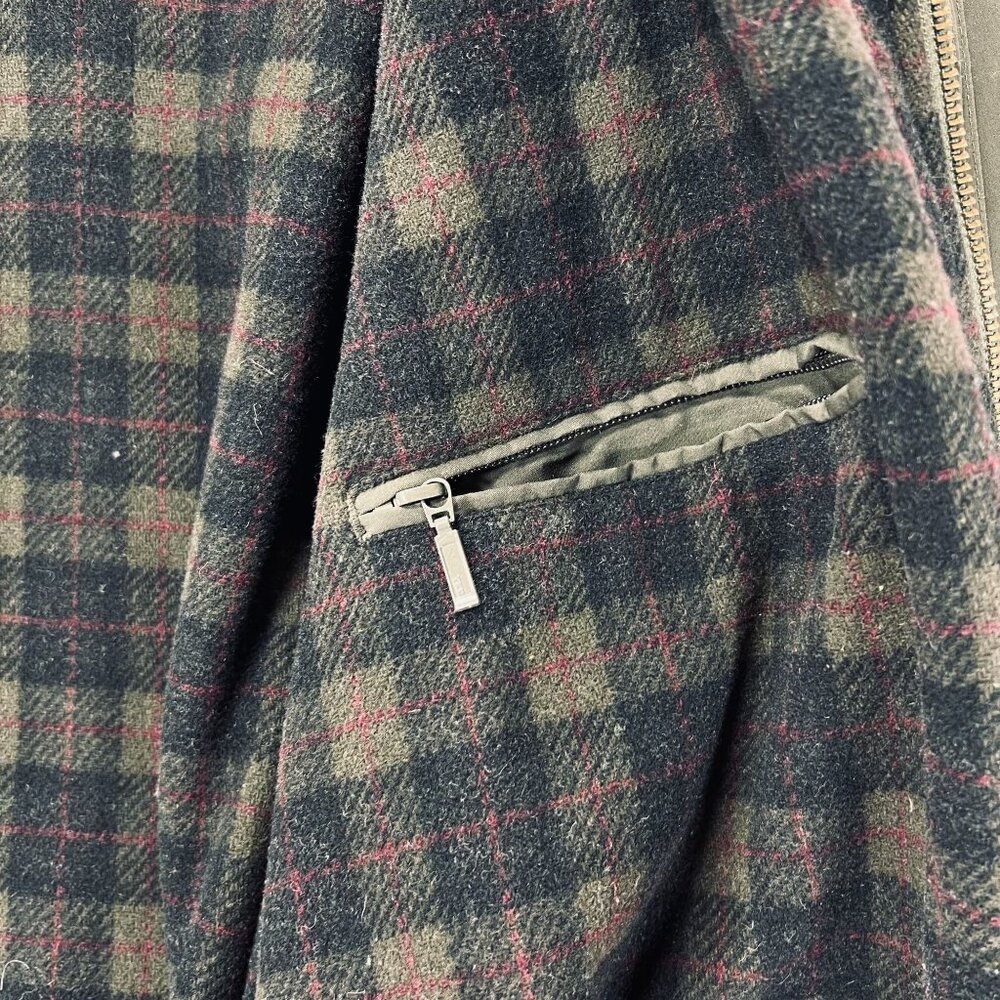 LL Bean Barn Coat Tall Lg Wool Blend Plaid Lining Chore Jacket Insulated Green - Picture 16 of 16